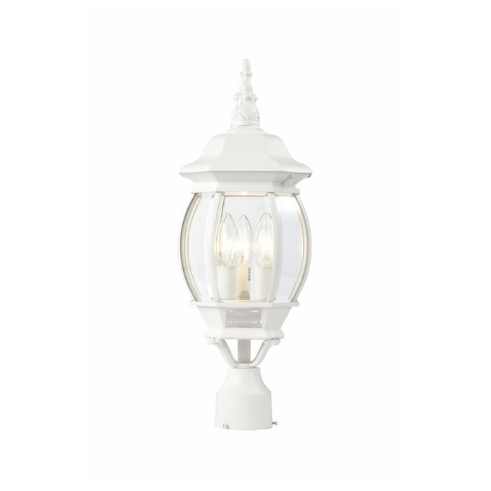 Post Lantern Nuvo 60-897 Central Park - 3 Light - 21 in. - Post Lantern with Clear Beveled Glass - White Finish Nuvo