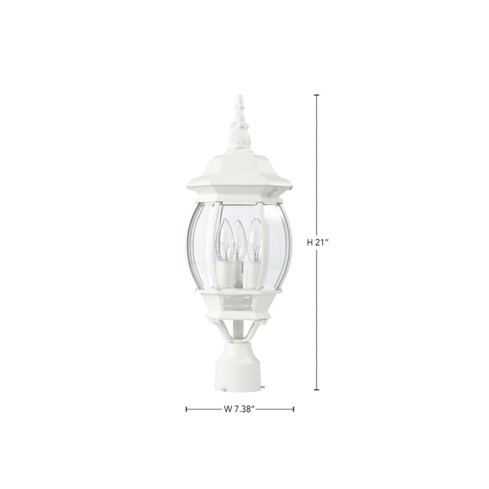 Post Lantern Nuvo 60-897 Central Park - 3 Light - 21 in. - Post Lantern with Clear Beveled Glass - White Finish Nuvo