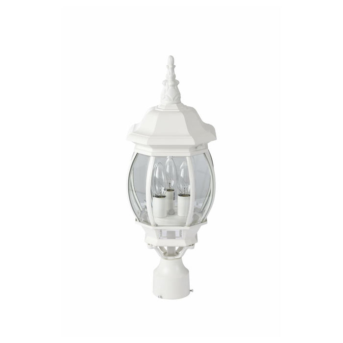 Post Lantern Nuvo 60-897 Central Park - 3 Light - 21 in. - Post Lantern with Clear Beveled Glass - White Finish Nuvo