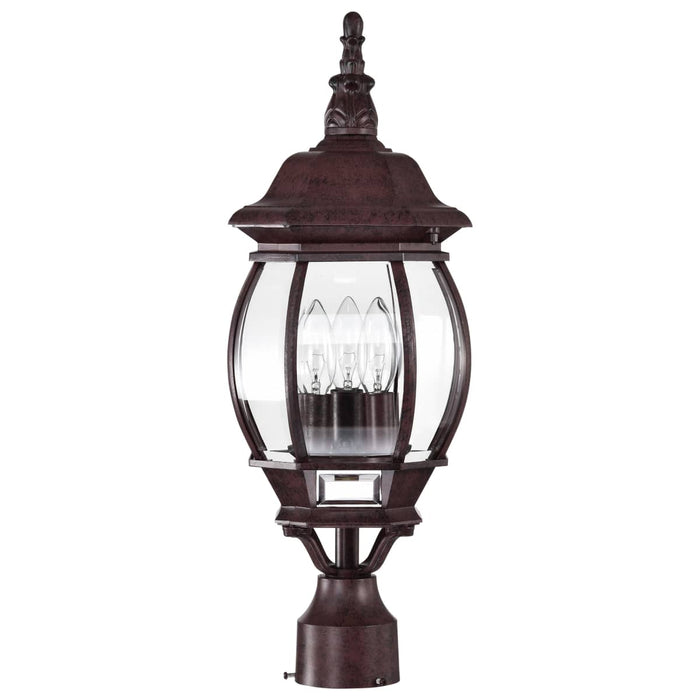 Post Lantern Nuvo 60-898 Central Park - 3 Light - 21 in. - Post Lantern with Clear Beveled Glass - Old Bronze Finish Nuvo