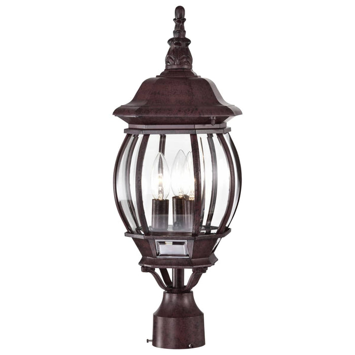 Post Lantern Nuvo 60-898 Central Park - 3 Light - 21 in. - Post Lantern with Clear Beveled Glass - Old Bronze Finish Nuvo