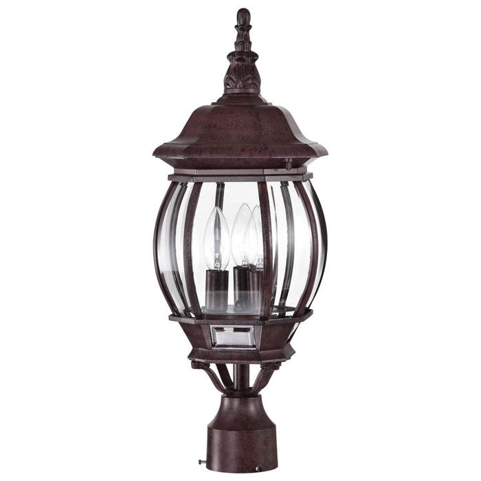 Post Lantern Nuvo 60-898 Central Park - 3 Light - 21 in. - Post Lantern with Clear Beveled Glass - Old Bronze Finish Nuvo