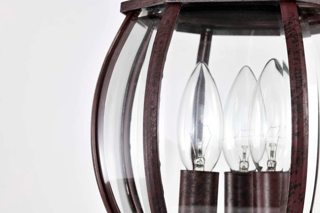 Post Lantern Nuvo 60-898 Central Park - 3 Light - 21 in. - Post Lantern with Clear Beveled Glass - Old Bronze Finish Nuvo