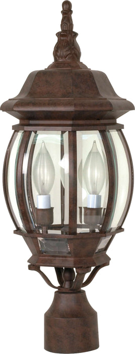 Post Lantern Nuvo 60-898 Central Park - 3 Light - 21 in. - Post Lantern with Clear Beveled Glass - Old Bronze Finish Nuvo