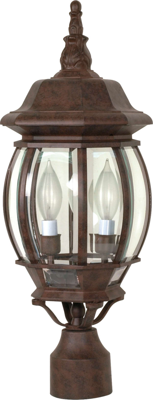 Post Lantern Nuvo 60-898 Central Park - 3 Light - 21 in. - Post Lantern with Clear Beveled Glass - Old Bronze Finish Nuvo
