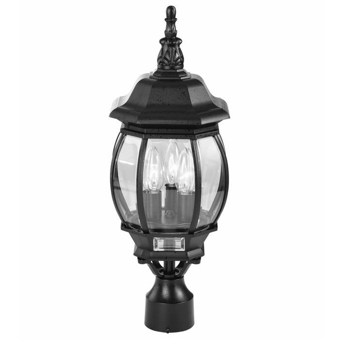 Post Lantern Nuvo 60-899 Central Park - 3 Light - 21 in. - Post Lantern with Clear Beveled Glass - Textured Black Finish Nuvo