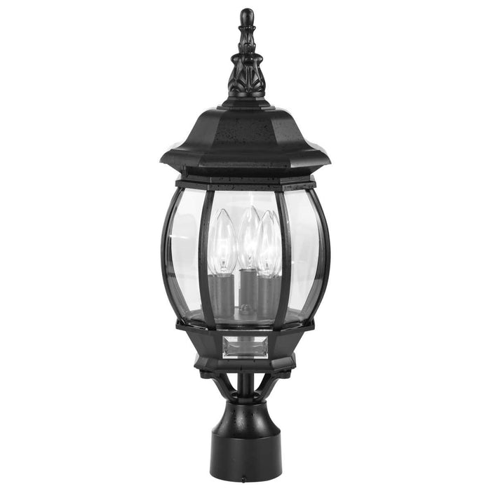 Post Lantern Nuvo 60-899 Central Park - 3 Light - 21 in. - Post Lantern with Clear Beveled Glass - Textured Black Finish Nuvo