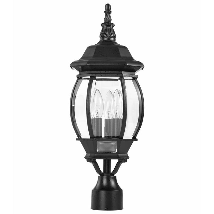 Post Lantern Nuvo 60-899 Central Park - 3 Light - 21 in. - Post Lantern with Clear Beveled Glass - Textured Black Finish Nuvo