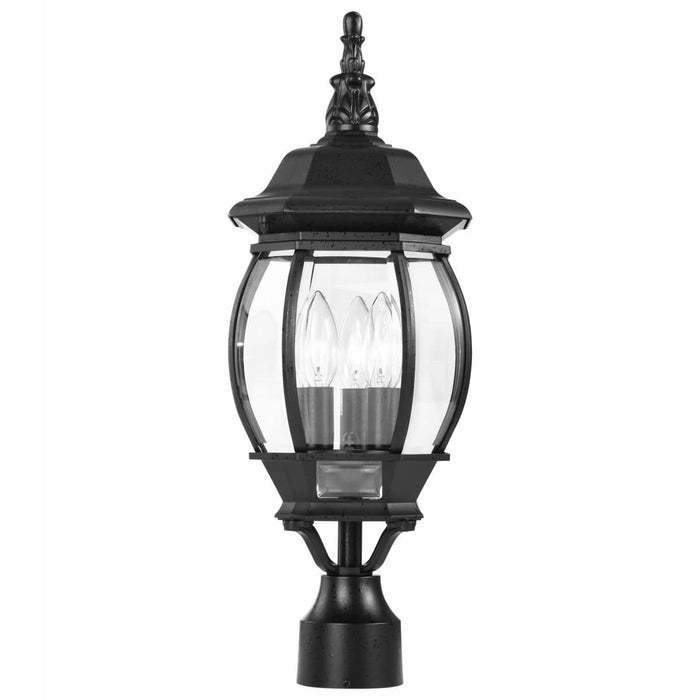 Post Lantern Nuvo 60-899 Central Park - 3 Light - 21 in. - Post Lantern with Clear Beveled Glass - Textured Black Finish Nuvo