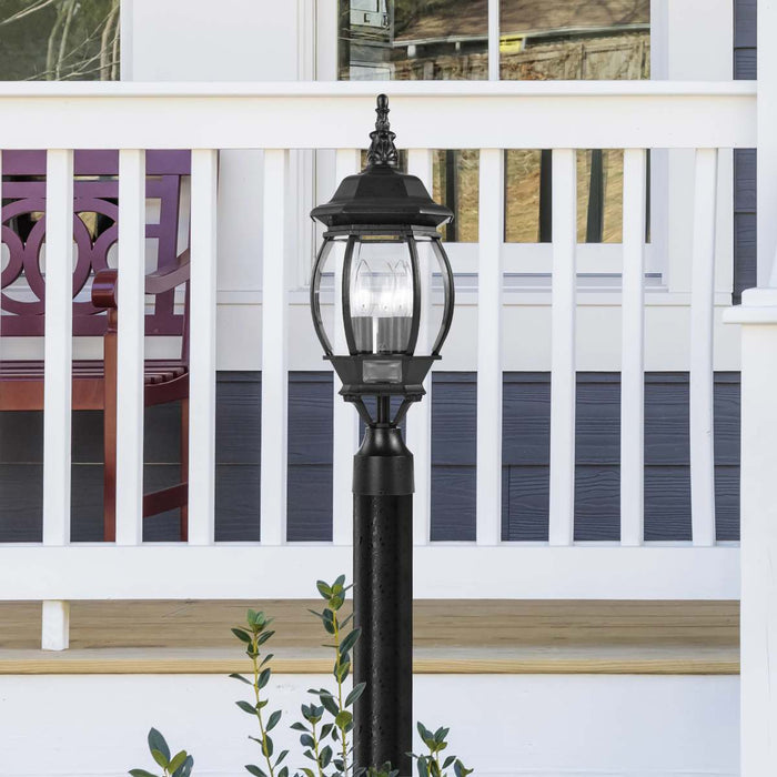 Post Lantern Nuvo 60-899 Central Park - 3 Light - 21 in. - Post Lantern with Clear Beveled Glass - Textured Black Finish Nuvo
