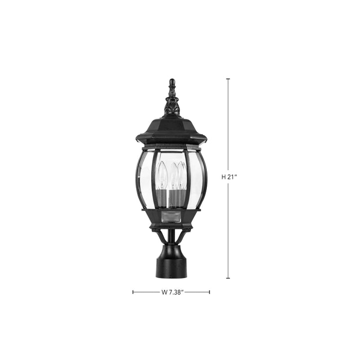 Post Lantern Nuvo 60-899 Central Park - 3 Light - 21 in. - Post Lantern with Clear Beveled Glass - Textured Black Finish Nuvo