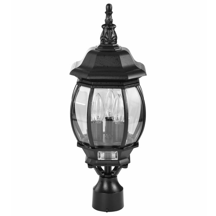 Post Lantern Nuvo 60-899 Central Park - 3 Light - 21 in. - Post Lantern with Clear Beveled Glass - Textured Black Finish Nuvo