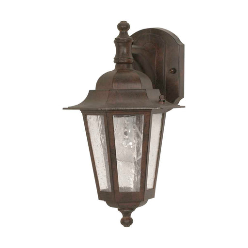 Wall Lantern Nuvo 60-989 Cornerstone - 1 Light - 13 in. - Wall Lantern - Arm Down with Clear Seed Glass - Old Bronze Finish Nuvo