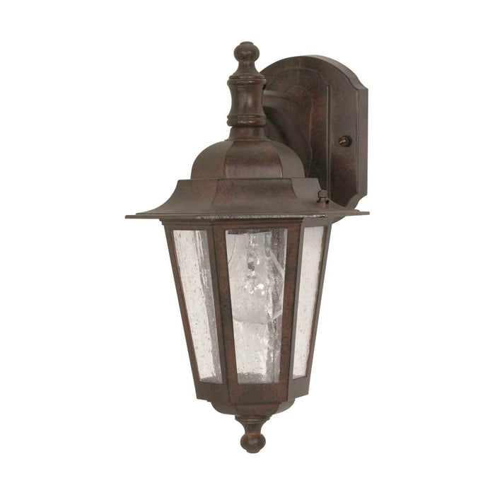 Wall Lantern Nuvo 60-989 Cornerstone - 1 Light - 13 in. - Wall Lantern - Arm Down with Clear Seed Glass - Old Bronze Finish Nuvo