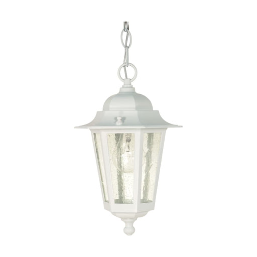Hanging Lantern Nuvo 60-991 Cornerstone - 1 Light - 13 in. - Hanging Lantern with Clear Seed Glass - White Finish Nuvo