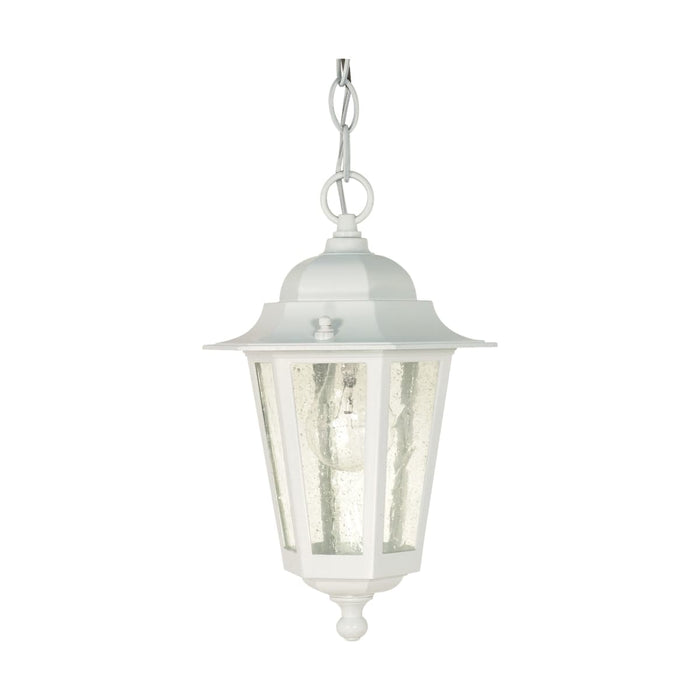 Hanging Lantern Nuvo 60-991 Cornerstone - 1 Light - 13 in. - Hanging Lantern with Clear Seed Glass - White Finish Nuvo