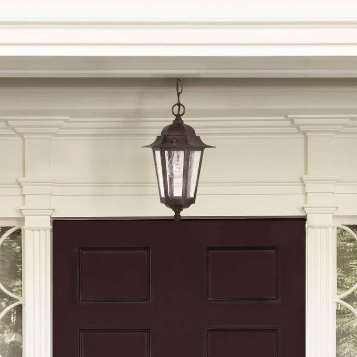 Hanging Lantern Nuvo 60-992 Cornerstone - 1 Light - 13 in. - Hanging Lantern with Clear Seed Glass - Old Bronze Finish Nuvo