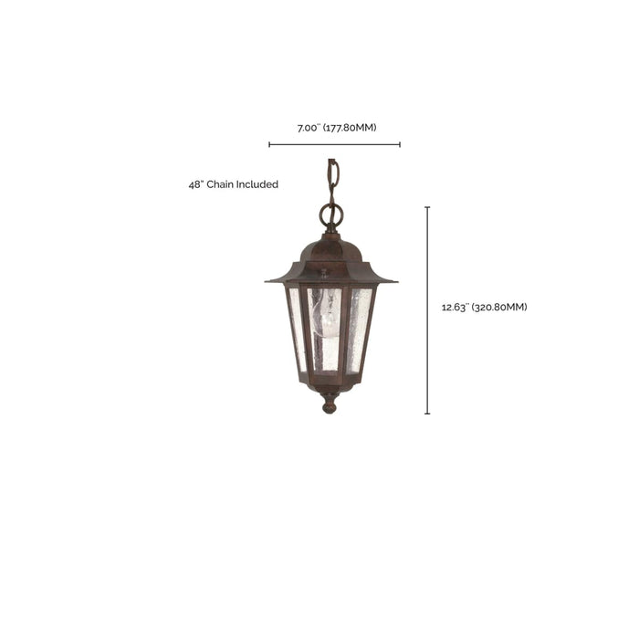 Hanging Lantern Nuvo 60-992 Cornerstone - 1 Light - 13 in. - Hanging Lantern with Clear Seed Glass - Old Bronze Finish Nuvo