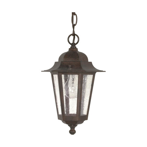 Hanging Lantern Nuvo 60-992 Cornerstone - 1 Light - 13 in. - Hanging Lantern with Clear Seed Glass - Old Bronze Finish Nuvo