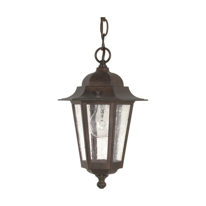 Hanging Lantern Nuvo 60-992 Cornerstone - 1 Light - 13 in. - Hanging Lantern with Clear Seed Glass - Old Bronze Finish Nuvo