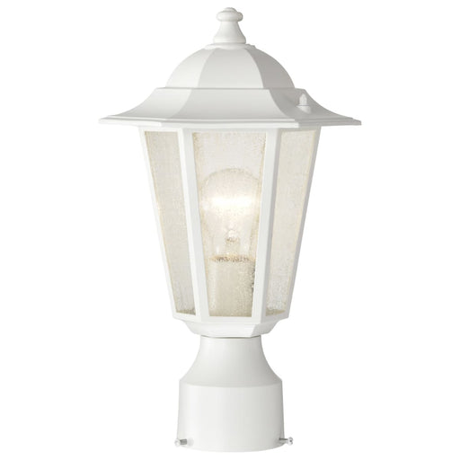 Post Lantern Nuvo 60-994 Cornerstone - 1 Light - 14 in. - Post Lantern with Clear Seed Glass - White Finish Nuvo