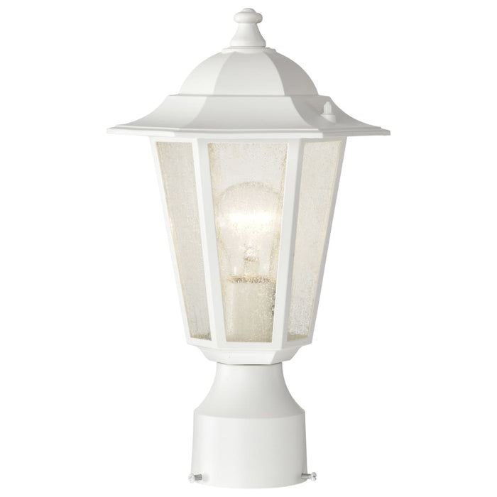 Post Lantern Nuvo 60-994 Cornerstone - 1 Light - 14 in. - Post Lantern with Clear Seed Glass - White Finish Nuvo