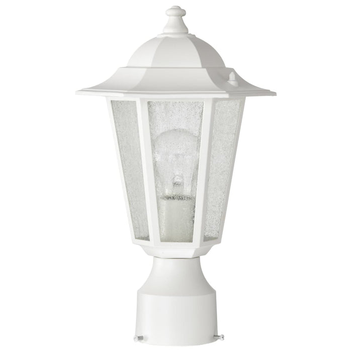 Post Lantern Nuvo 60-994 Cornerstone - 1 Light - 14 in. - Post Lantern with Clear Seed Glass - White Finish Nuvo