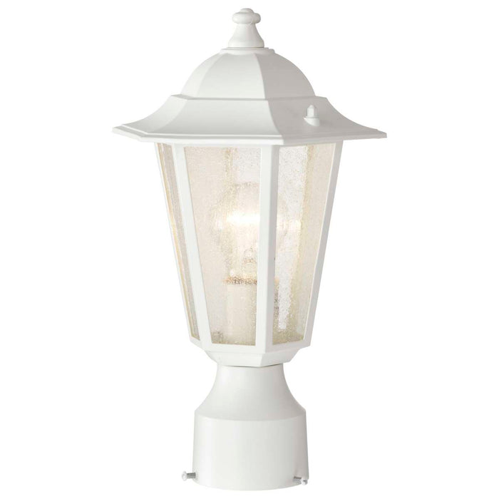 Post Lantern Nuvo 60-994 Cornerstone - 1 Light - 14 in. - Post Lantern with Clear Seed Glass - White Finish Nuvo