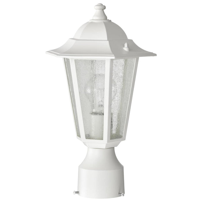 Post Lantern Nuvo 60-994 Cornerstone - 1 Light - 14 in. - Post Lantern with Clear Seed Glass - White Finish Nuvo