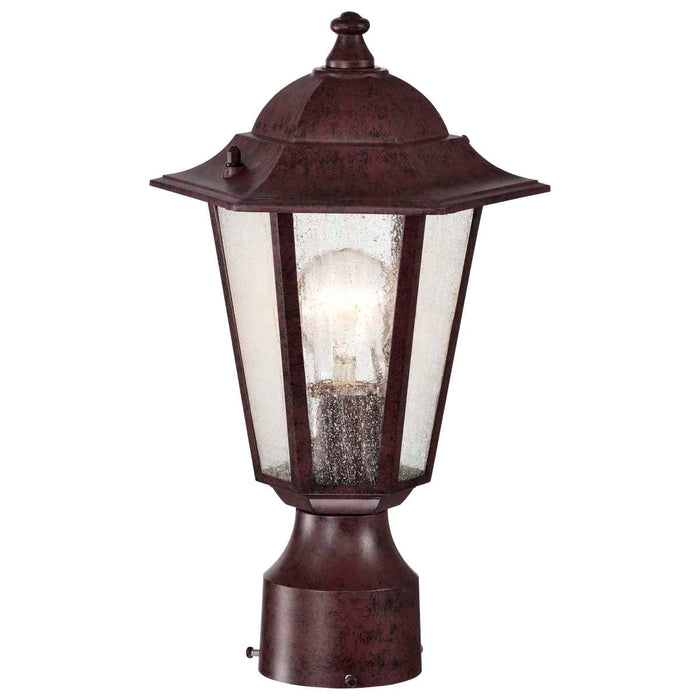 Post Lantern Nuvo 60-995 Cornerstone - 1 Light - 14 in. - Post Lantern with Clear Seed Glass - Old Bronze Finish Nuvo