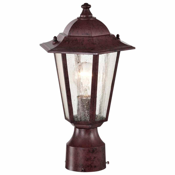 Post Lantern Nuvo 60-995 Cornerstone - 1 Light - 14 in. - Post Lantern with Clear Seed Glass - Old Bronze Finish Nuvo