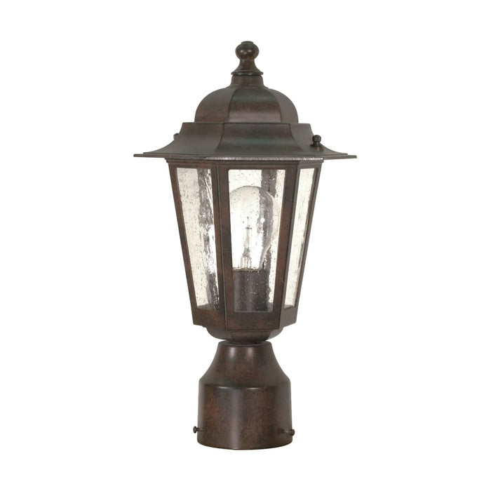 Post Lantern Nuvo 60-995 Cornerstone - 1 Light - 14 in. - Post Lantern with Clear Seed Glass - Old Bronze Finish Nuvo