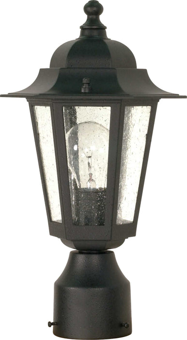 Post Lantern Nuvo 60-996 Cornerstone - 1 Light - 14 in. - Post Lantern with Clear Seed Glass - Textured Black Finish Nuvo