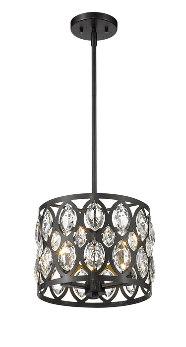 Chandelier Z-Lite 6010-12MB Matte Black Dealey 3 Light Chandelier Z-Lite