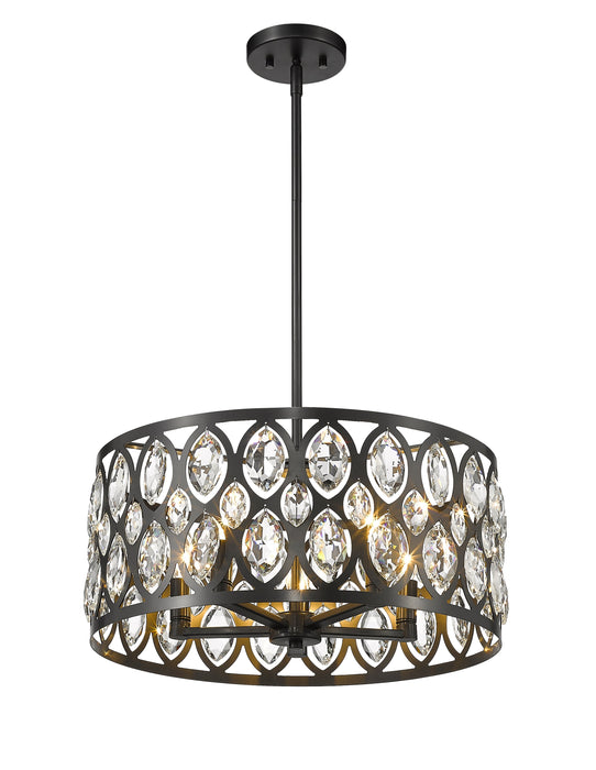 Chandelier Z-Lite 6010-20MB Matte Black Dealey 5 Light Chandelier Z-Lite