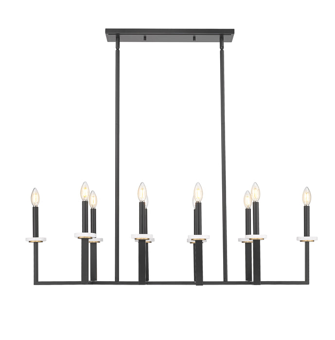 Linear Chandelier Z-Lite 6100-10L-MB Matte Black+mordern Gold Gaultier 10 Light Linear Chandelier Z-Lite