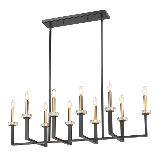 Linear Chandelier Z-Lite 6100-10L-MB Matte Black+mordern Gold Gaultier 10 Light Linear Chandelier Z-Lite