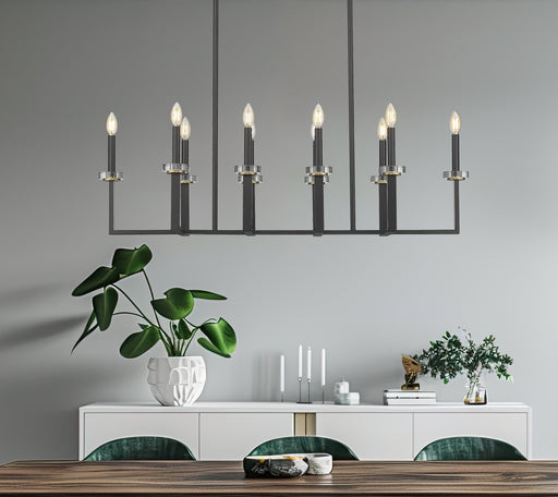 Linear Chandelier Z-Lite 6100-10L-MB Matte Black+mordern Gold Gaultier 10 Light Linear Chandelier Z-Lite