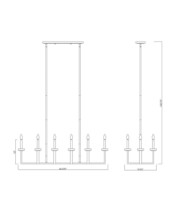 Linear Chandelier Z-Lite 6100-10L-MGLD Mordern Gold Gaultier 10 Light Linear Chandelier Z-Lite