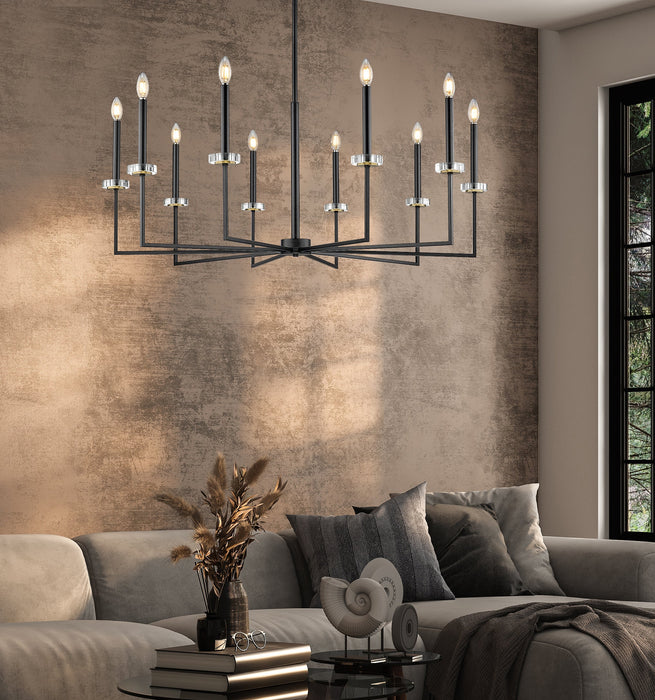 Chandelier Z-Lite 6100-10MB Matte Black+mordern Gold Gaultier 10 Light Chandelier Z-Lite