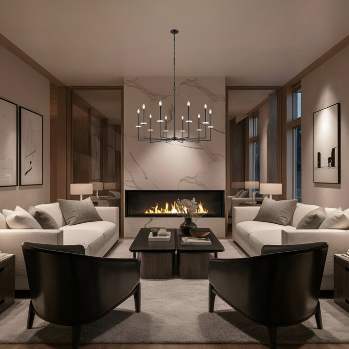 Chandelier Z-Lite 6100-10MB Matte Black+mordern Gold Gaultier 10 Light Chandelier Z-Lite