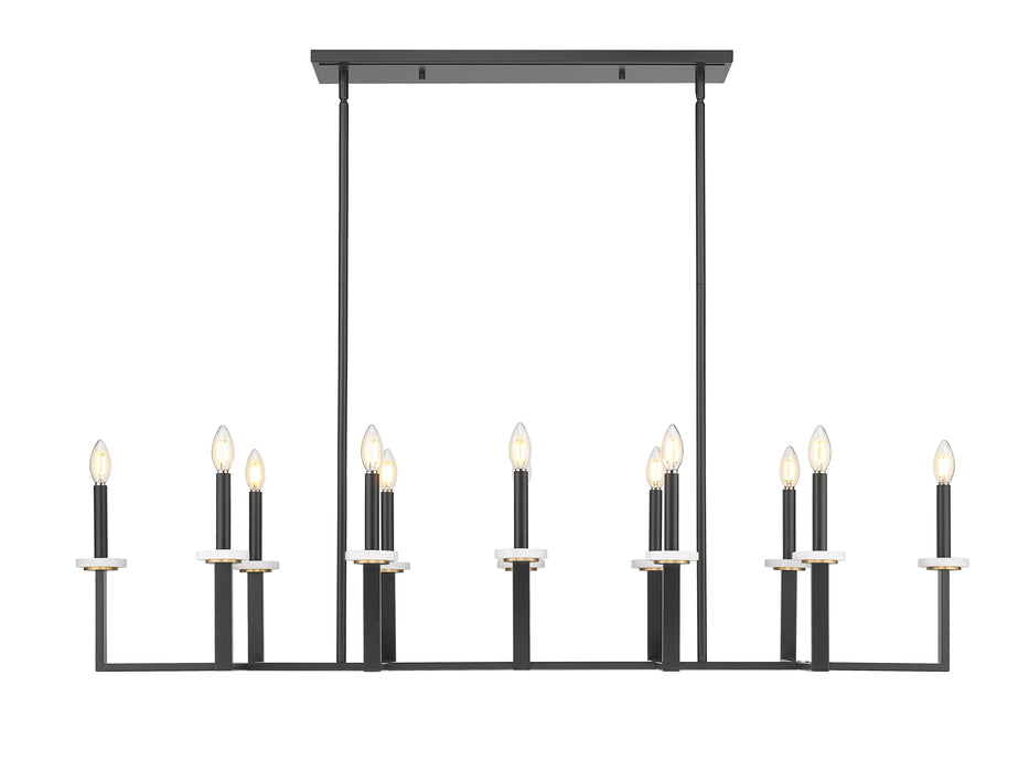 Linear Chandelier Z-Lite 6100-12L-MB Matte Black+mordern Gold Gaultier 12 Light Linear Chandelier Z-Lite