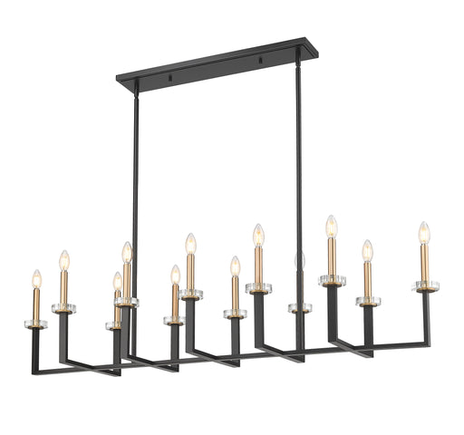 Linear Chandelier Z-Lite 6100-12L-MB Matte Black+mordern Gold Gaultier 12 Light Linear Chandelier Z-Lite