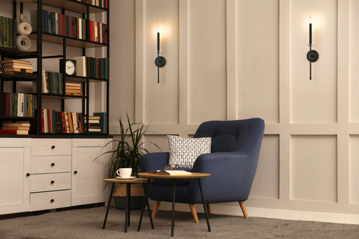 Wall Sconce Z-Lite 6100-1S-MB Matte Black+mordern Gold Gaultier 1 Light Wall Sconce Z-Lite