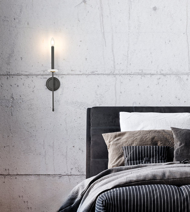 Wall Sconce Z-Lite 6100-1S-MB Matte Black+mordern Gold Gaultier 1 Light Wall Sconce Z-Lite