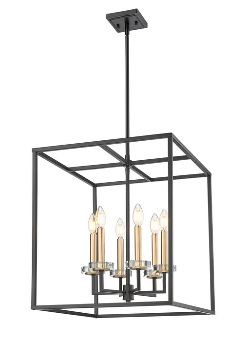 Chandelier Z-Lite 6100-21MB Matte Black+mordern Gold Gaultier 6 Light Chandelier Z-Lite