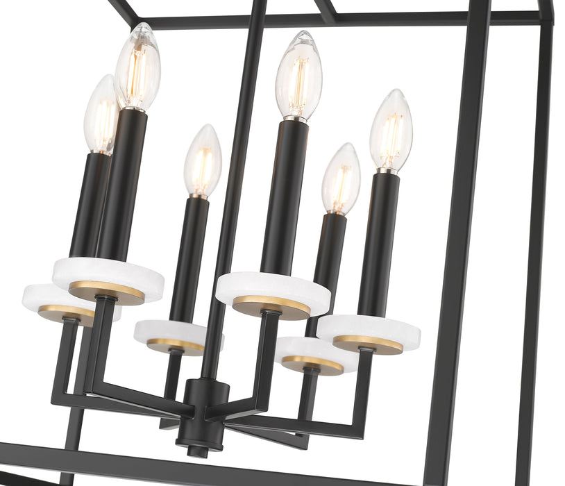 Chandelier Z-Lite 6100-21MB Matte Black+mordern Gold Gaultier 6 Light Chandelier Z-Lite