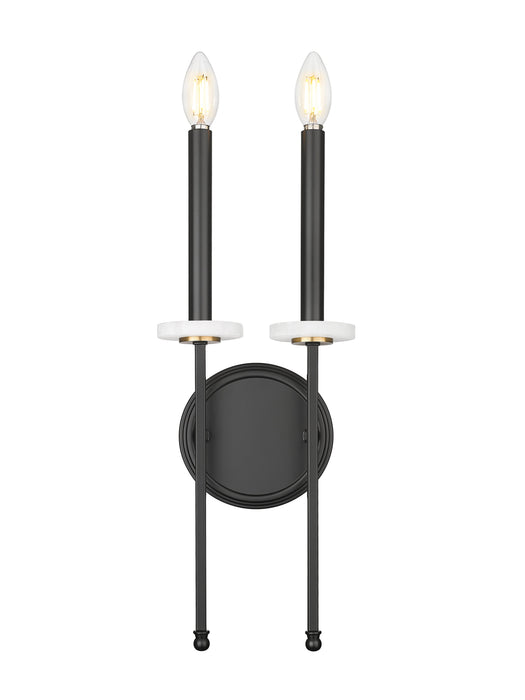 Wall Sconce Z-Lite 6100-2S-MB Matte Black+mordern Gold Gaultier 2 Light Wall Sconce Z-Lite