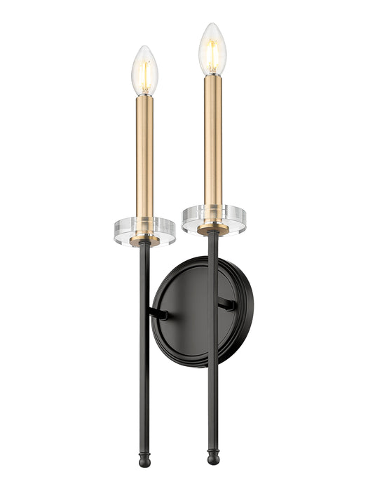 Wall Sconce Z-Lite 6100-2S-MB Matte Black+mordern Gold Gaultier 2 Light Wall Sconce Z-Lite