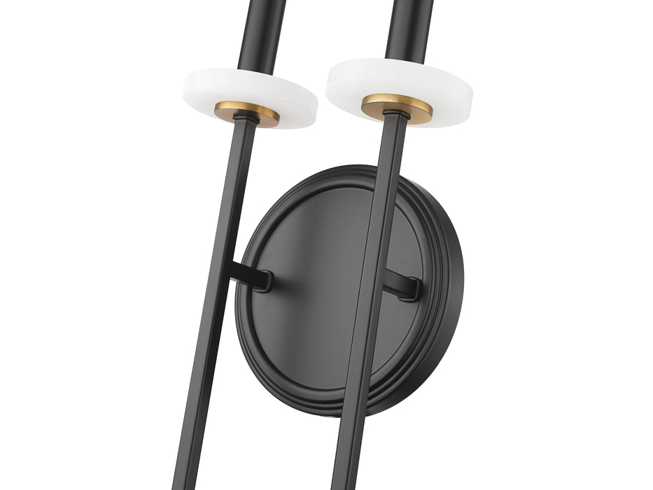 Wall Sconce Z-Lite 6100-2S-MB Matte Black+mordern Gold Gaultier 2 Light Wall Sconce Z-Lite